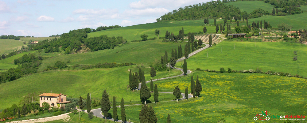 A beautiful hill in Tuscany, part of our motorcycle tour in Italy