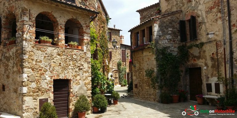 A typical street view from our classic motorcycle tour of Tuscany
