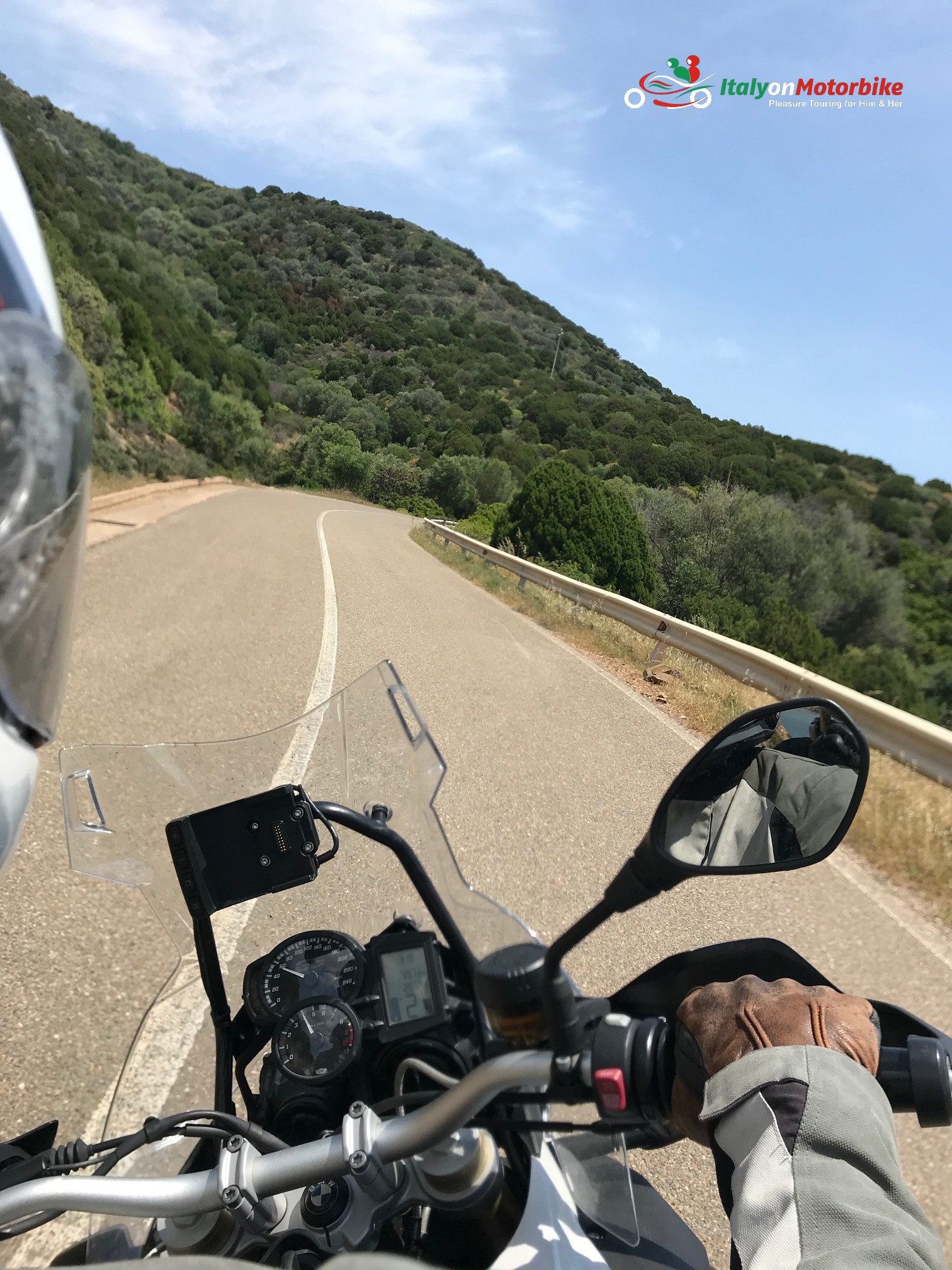 A twisty road inland in Sardinia on one of our motorcycle tour in Italy