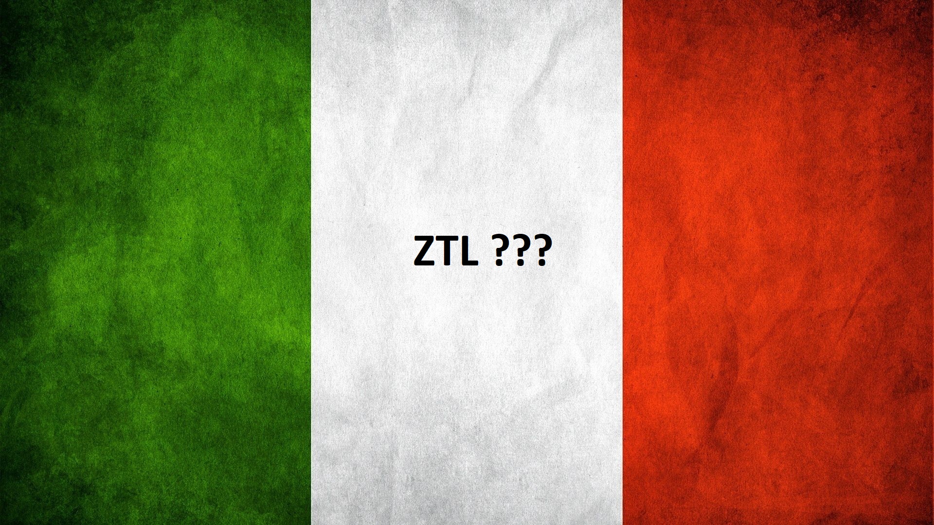 An Italian flag with ZTL and question marks, Italy on Motorbike tries to answer the question